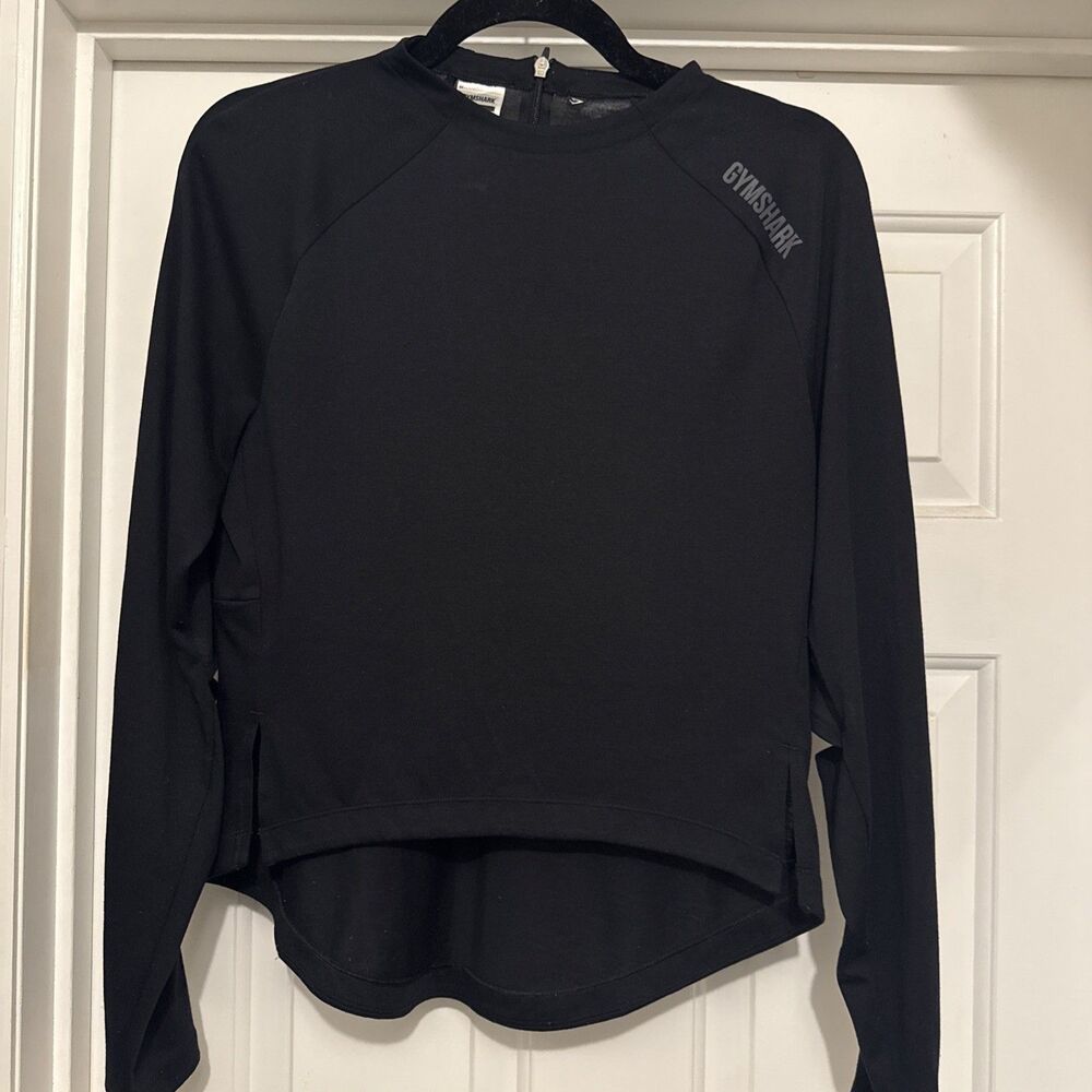Gymshark Women’s Black High Low Long Sleeve Elbow Holes Shirt Size Medium